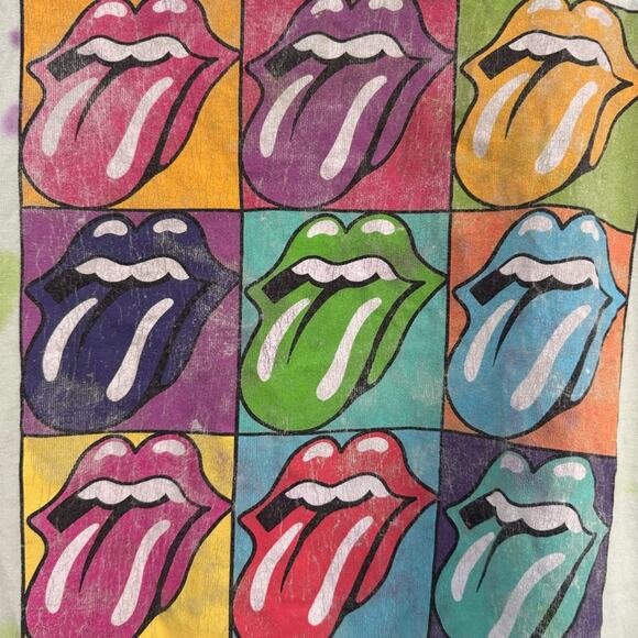 Rolling Stones Mick Jagger Mouth Tongue Green Tie Dye T Shirt Size L - Picture 5 of 6